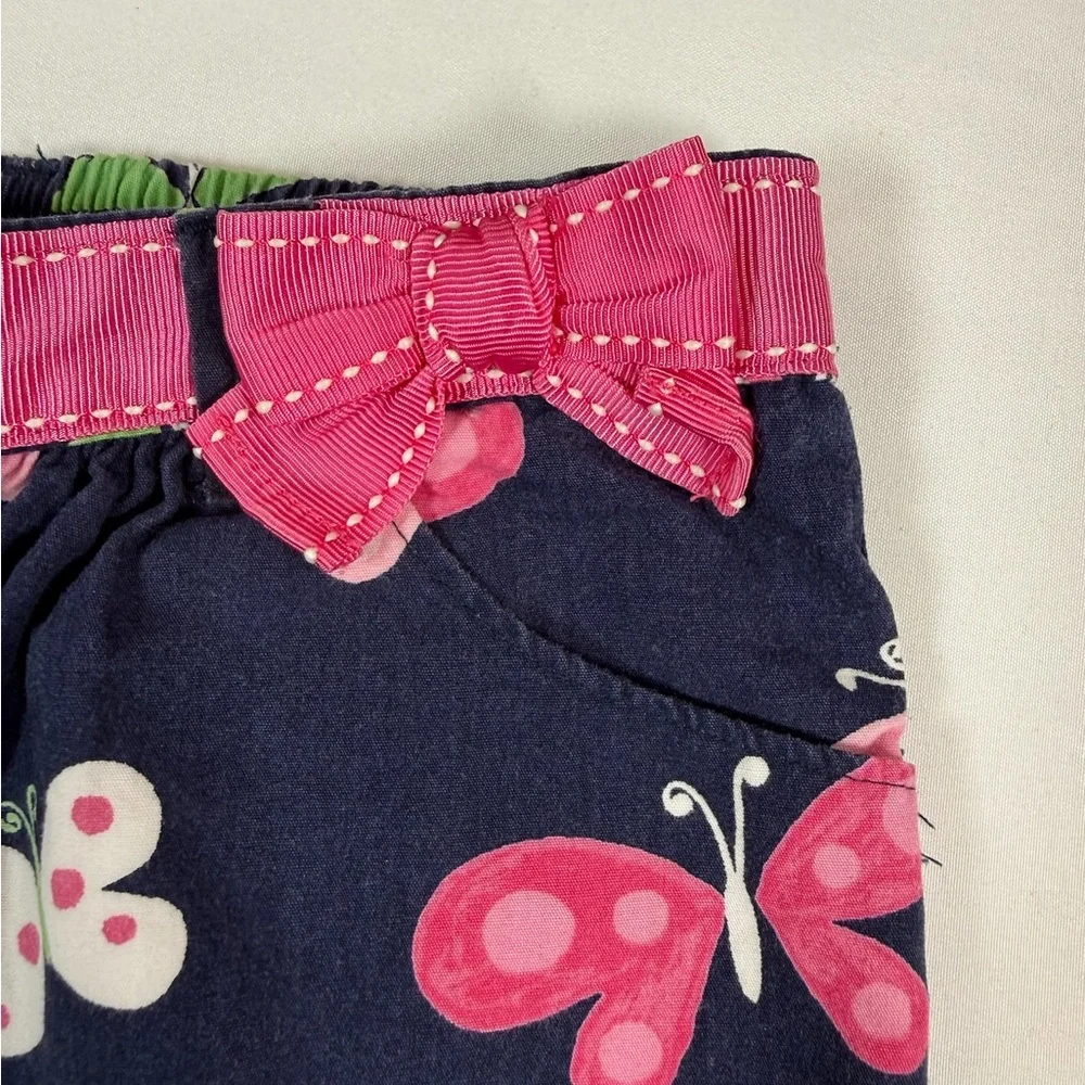 GYMBOREE Girls Butterfly Print Cotton Pants 18 To 24‎ Months Navy Pink